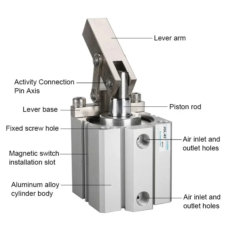 ALC JGL Pneumatic Lever Cylinder 25/32/40/50/63/80/100 Rocker Arm Compression Down Clamping Mechanical Fixture