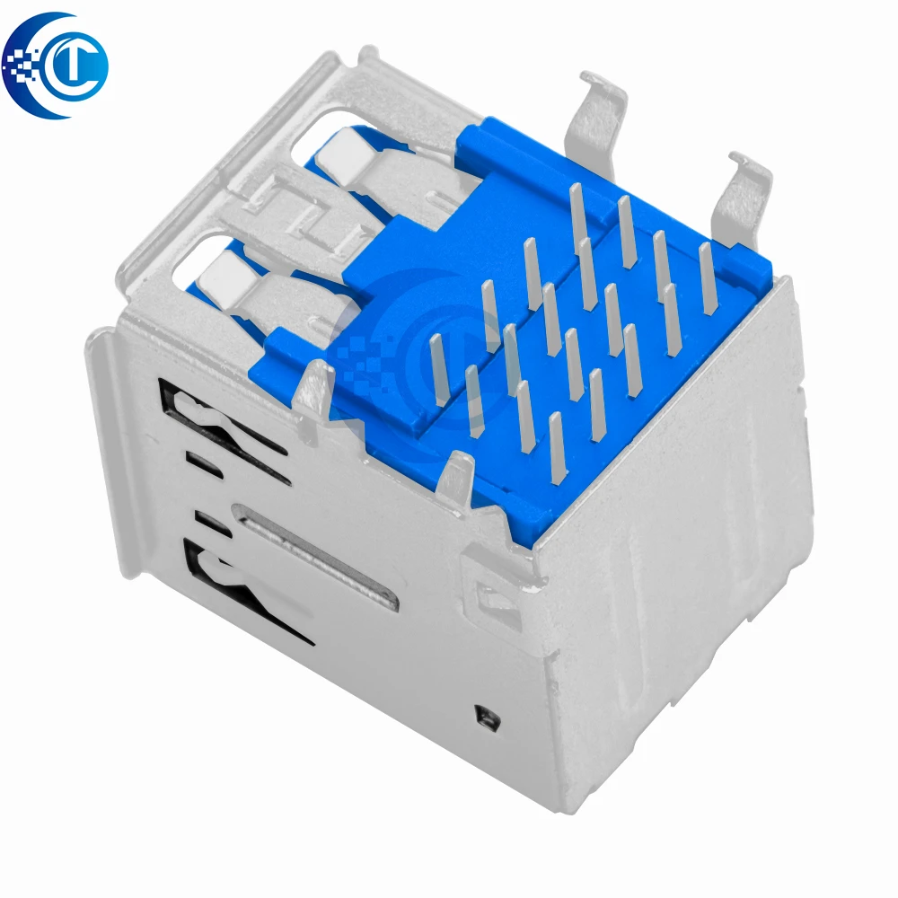 9-Pin SMD SMT USB 3.0 Type-A Male Connector, High Speed Charging & Data Transmission Solder Socket