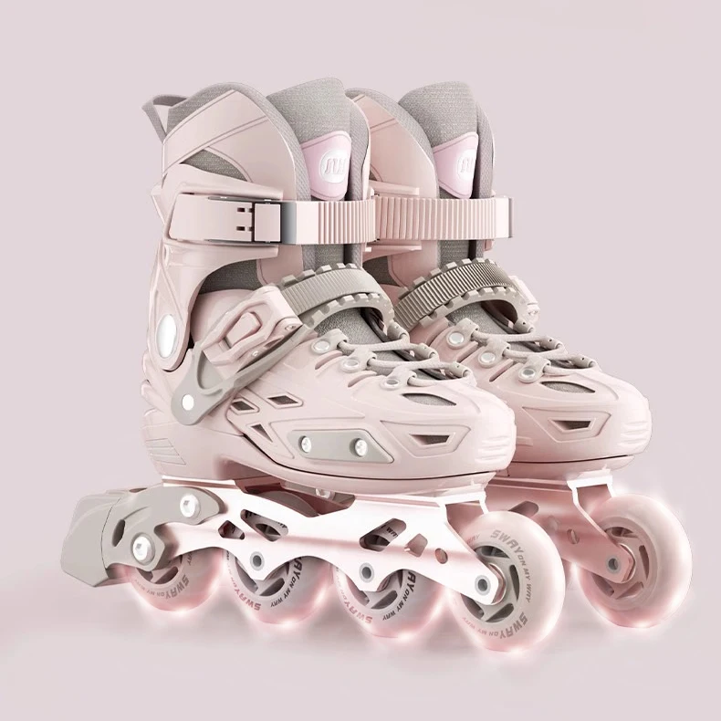 أحذية تزلج مضمنة قابلة للتعديل للأطفال والبنات والأولاد أحذية تزلج دوارة للمبتدئين صف واحد عجلات مضيئة على طراز أورورا للشباب والكبار #1