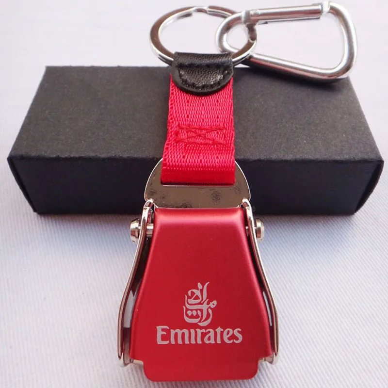 Emirates Airlines Airways Shiny Finish Airplane Seat Belt Buckle Keychain Gift Luggage Tag Flying Lover Key Chain Creative Key R