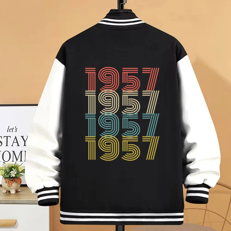 67 Years Old Lady Jackets Vintage 1957 Classic Street Style Baseball Bomber Jacket Men Women 67th Birthday Gift Outdoor Clothes