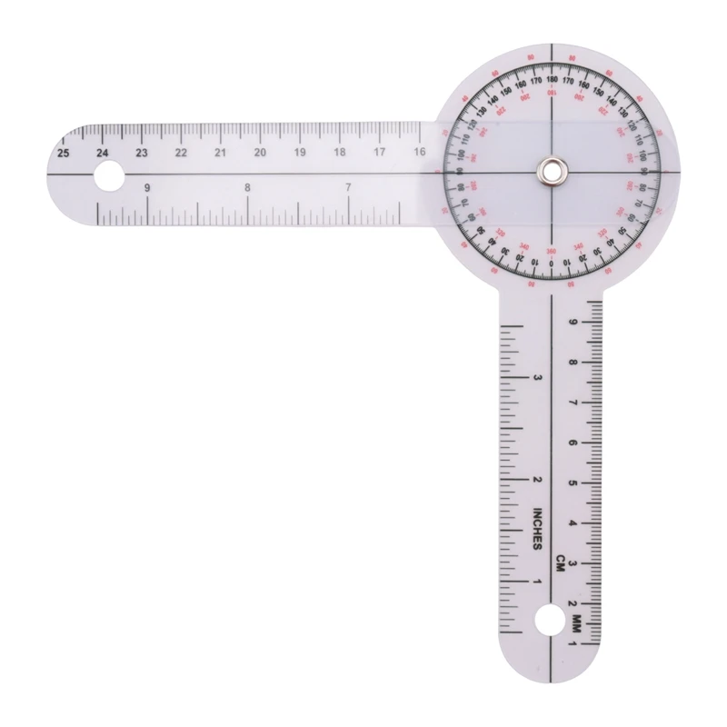 3-Piece Goniometer 6/8/12 Inch Occupational Therapy Protractor Tool Measuring Angle Ruler 360 Degree Universal