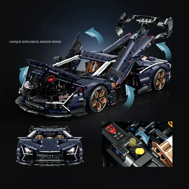 Technical MOC GULY 10624 Starry Sky RC Super Sports Racing Car Supercar Model 4106pcs Building Blocks Bricks Puzzle Toy Gifts