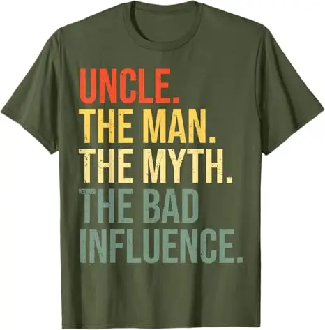 Uncle The Man The Myth The Bad Influence Best Funny Uncle T-Shirt Men's Fashion Letters Printed Saying Tee Y2k Tops Novelty Gift