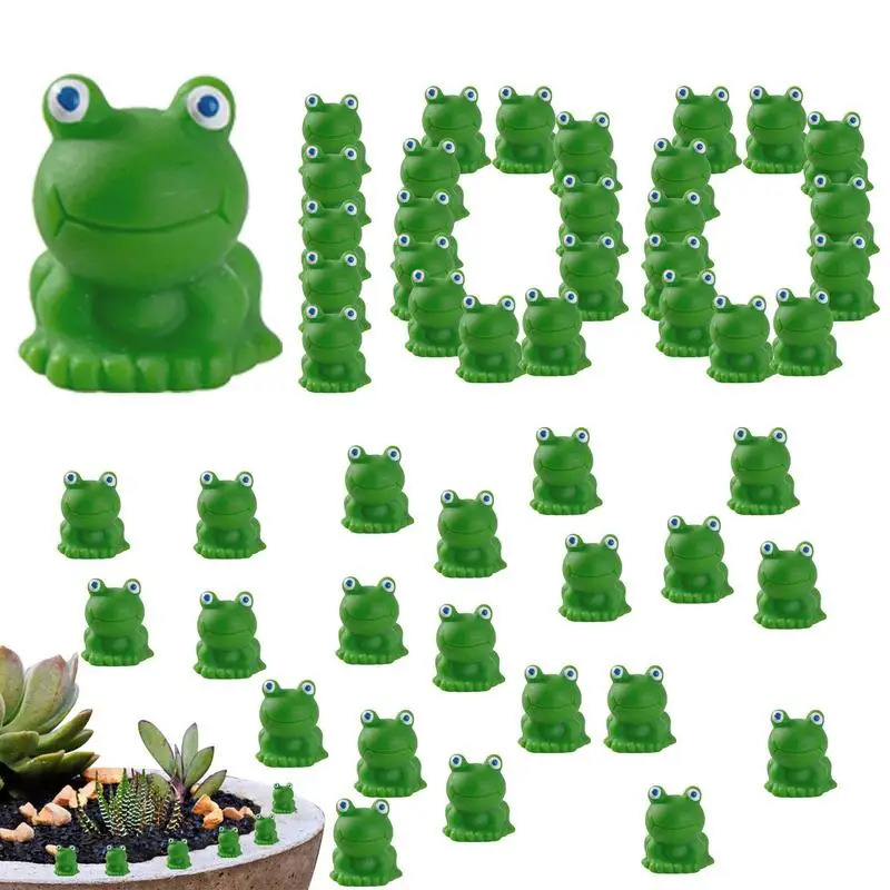 100Pcs Mini Frog Garden Decor Green Frog Figurines Miniature Home Decor Tiny Plastic Frogs Fairy Garden Resin Decor