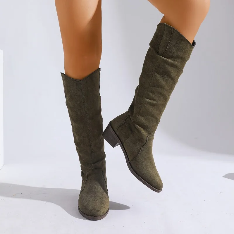 العلامة التجارية مصمم 2025 الخريف جديد ريترو عادية الجلد المدبوغ المرأة تشيلسي الأحذية أنيقة سليم أشار تو قدم واحدة أحذية عالية للنساء #4