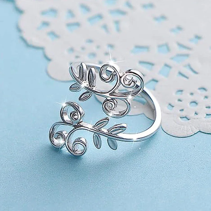 Женское Открытое кольцо в форме листа CAOSHI, модное ювелирное изделие в металлическом стиле, серебристые аксессуары для повседневной жизни