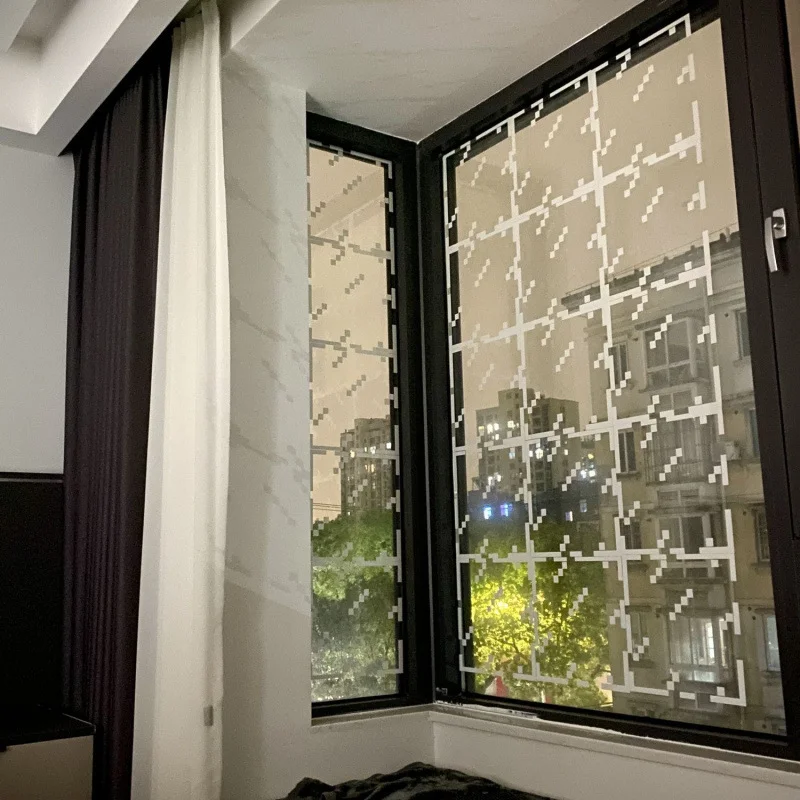 Mc Breakthrough 2d Glass Static Sticker Windshield Sticker Self-Adhesive No Residue Pixel Sticker Bedroom Decoration