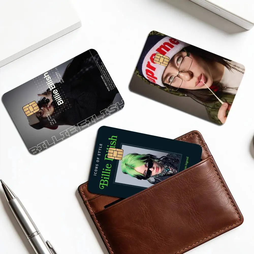 B-BillieS Singer E-EilishS Cartoon Credit Card Skin Stickers for Bank Card Bus Metro Card Sticker Waterproof Women Gift