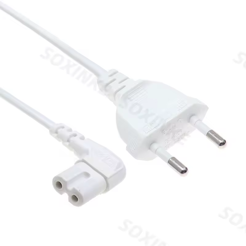 Câble d'extension d'alimentation ca pour Samsung Philips Sony TV LED EU Euporean prise à 2 broches vers adaptateur d'angle IEC320 C7 Figure 8