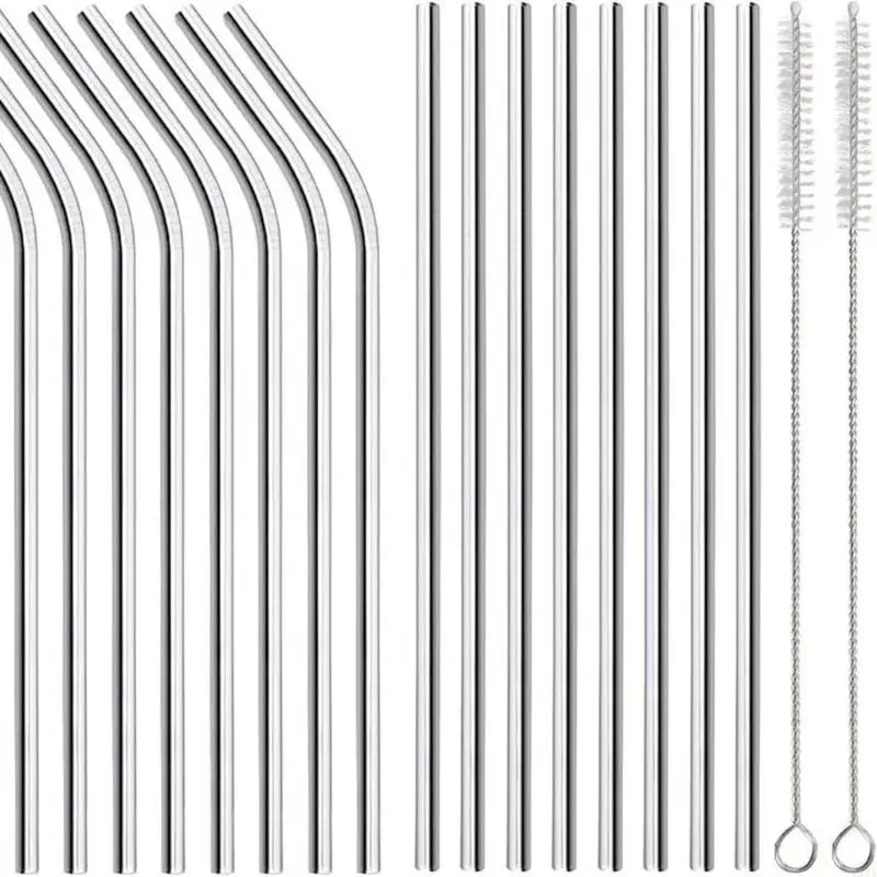 

Многоразовая долговечная соломинка из нержавеющей стали для холодных напитков, металлическая соломинка, прямая или изогнутая конструкция с чистящей щеткой