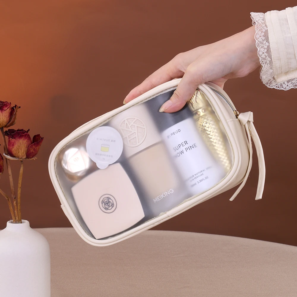 Waterproof PU Toiletry Makeup Pouch Portable Cosmetic Bag Transparent Baby Wash Bath Bag Fitnes Swimming Travel Storage Bag