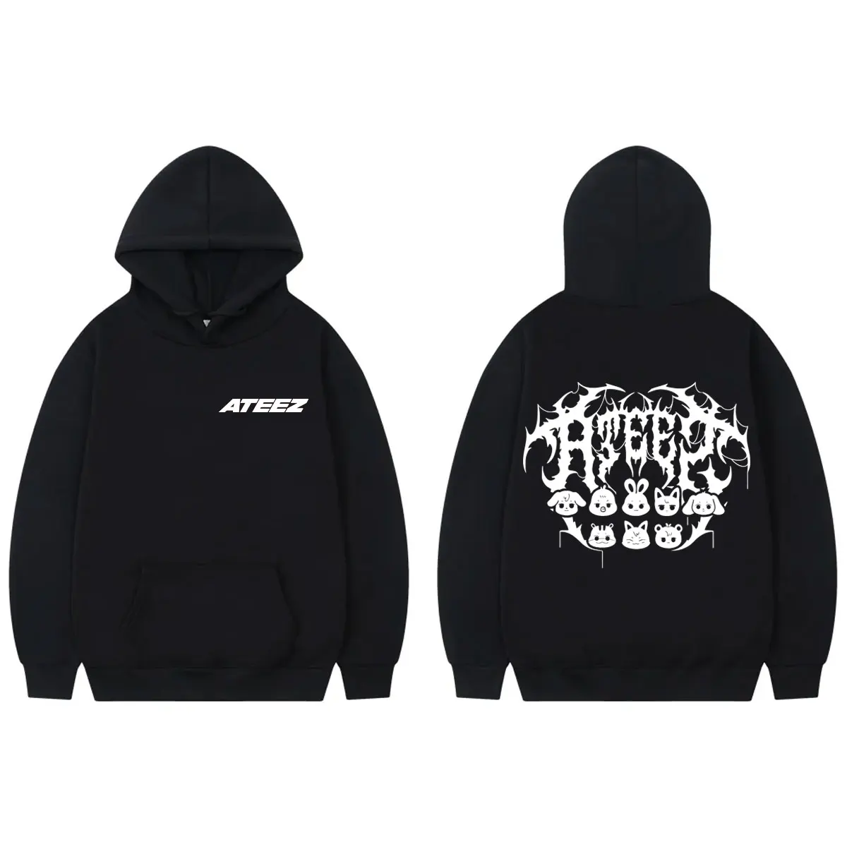 

Kpop ATEEZ Merch Hoodie Harajuku Pop Music Long Sleeve Hooded Sweatshirt Men Women Casual Fashion Oversized Pullovers Streetwear