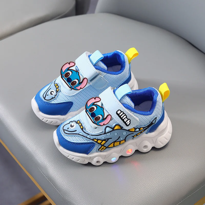 

lights Toddler shoes Disney non-slip soft-soled LED casual shoes children Stitch Mickey mouse boys girls baby Sneakers