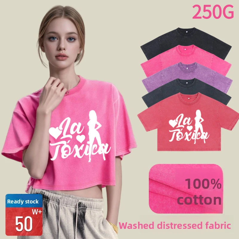 

Забавная летняя хлопковая футболка с круглым вырезом и принтом рыбьей девушки LA TOXICA, свободный женский топ с круглым вырезом и короткими рукавами