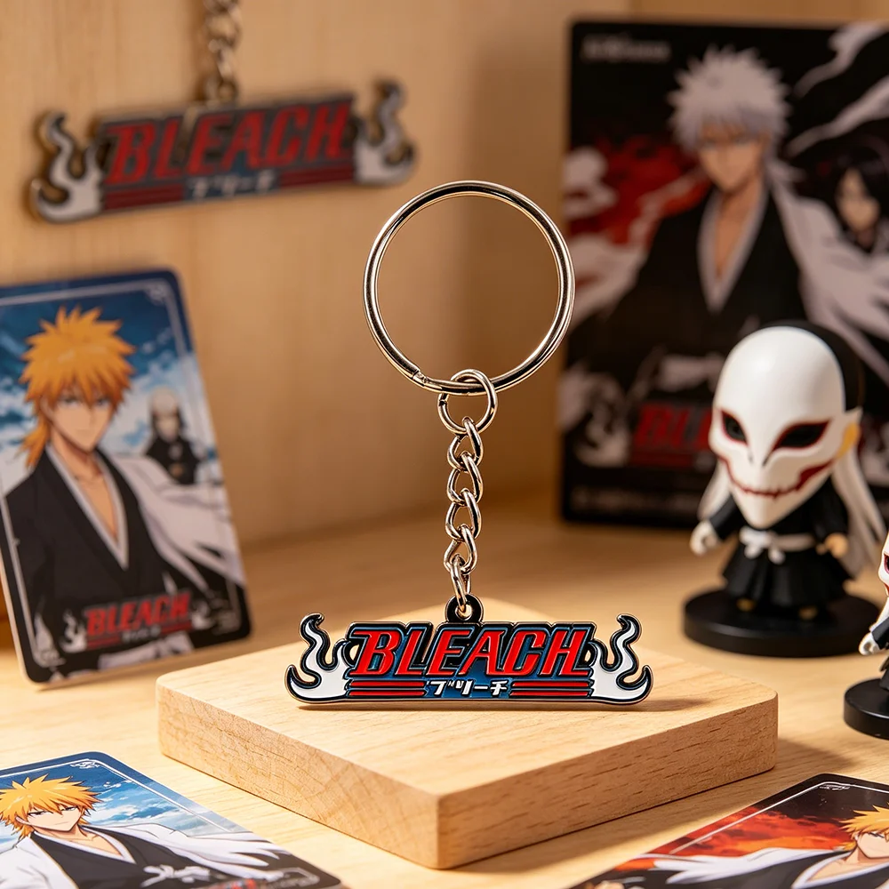 Anime Bleach Logo Schlüsselanhänger Metall-Emaille Schlüsselring Kurosaki Ichigo Zubehör Rucksackanhänger Autoschlüsselhalter Cosplay Schmuck für Fans – Detail 1