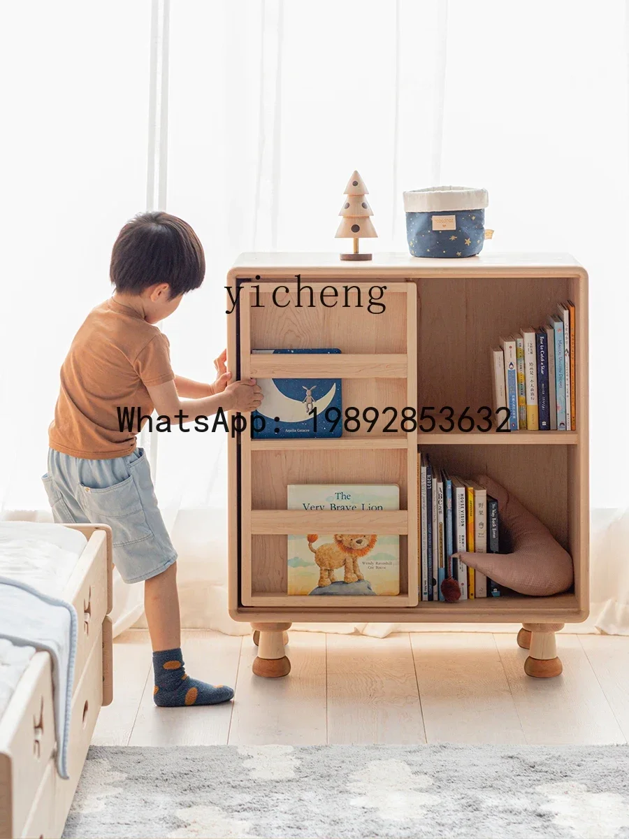 LYY  Children's Combined Bookcase Storage Rack All Solid Wood Stackable Assembled Cabinet Hard Maple