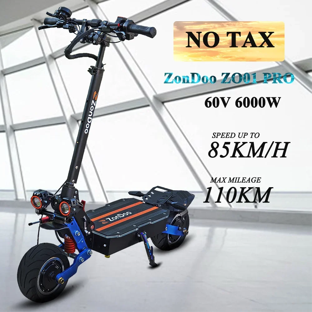 EU 2024 ZonDoo 10 inch powerful Electric Scooter 6000W 60V 38AH Dual Motors with fast Speed 90km/h Escooter Max Range 100km