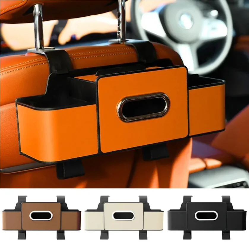 

Multifunctional Car Organizer Rear Drainage Holder Storage Hanging Box In Car Bag For Stowing Tidy With Phone Tissue Cup Holder