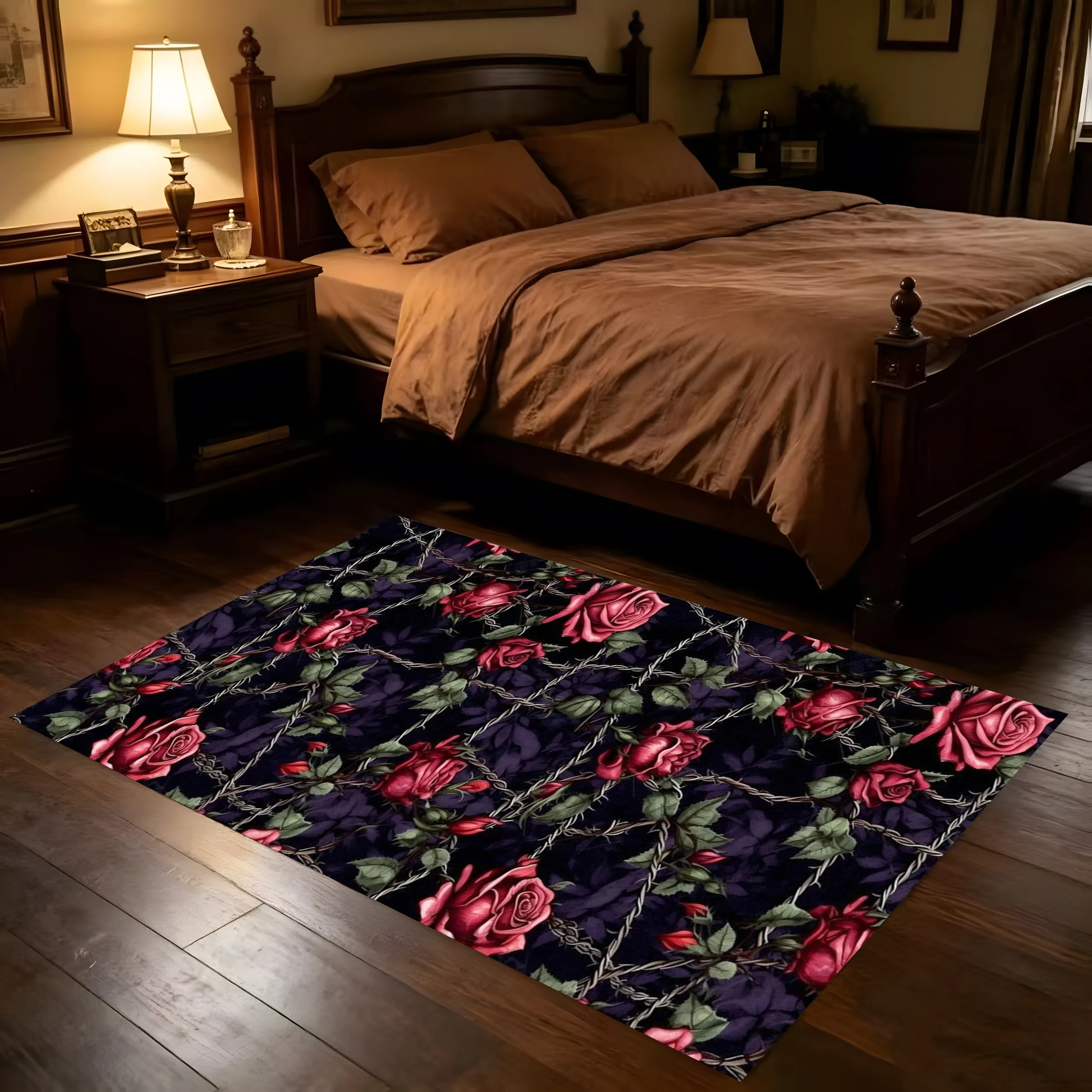 2D Checkered Patterned Rug with Pumpkin and Black Cat Design American Retro Style Eye-Catching Color Blocking Full of Halloween Vibes