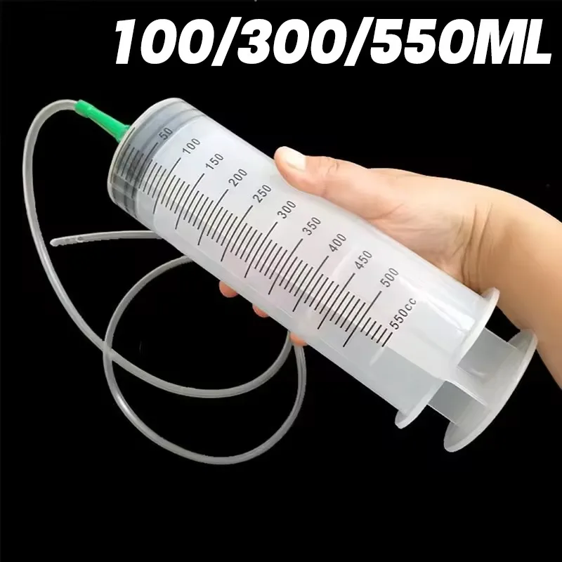 

100/300/550ML Large Capacity Oil pump injector Reusable Measuring Pump With 1m Hose Pet Feeding Hydroponics Nutrient Big Syringe