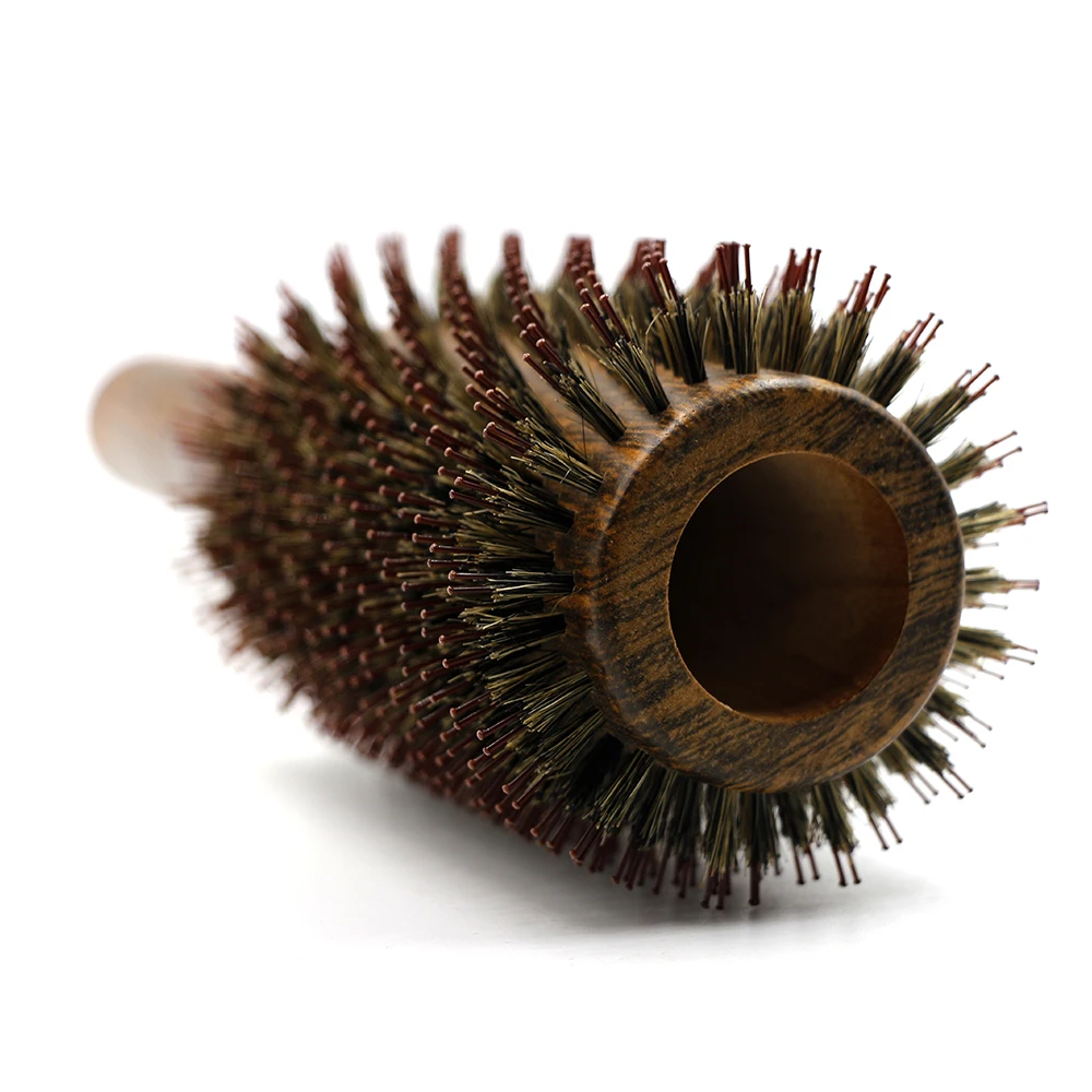 Professional Boar Bristle Round Hair Brush for Women and Men Hair Styling Comb Salon Hairdressing Hairdresser Wood Round Brush