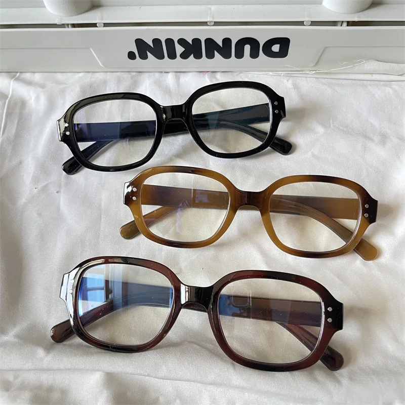 Vintage Square Glasses Frame Women Men Oversized Thick Temple Leg Korean Fashion Black Tortoise Optical Eyewear Anti Blue Light