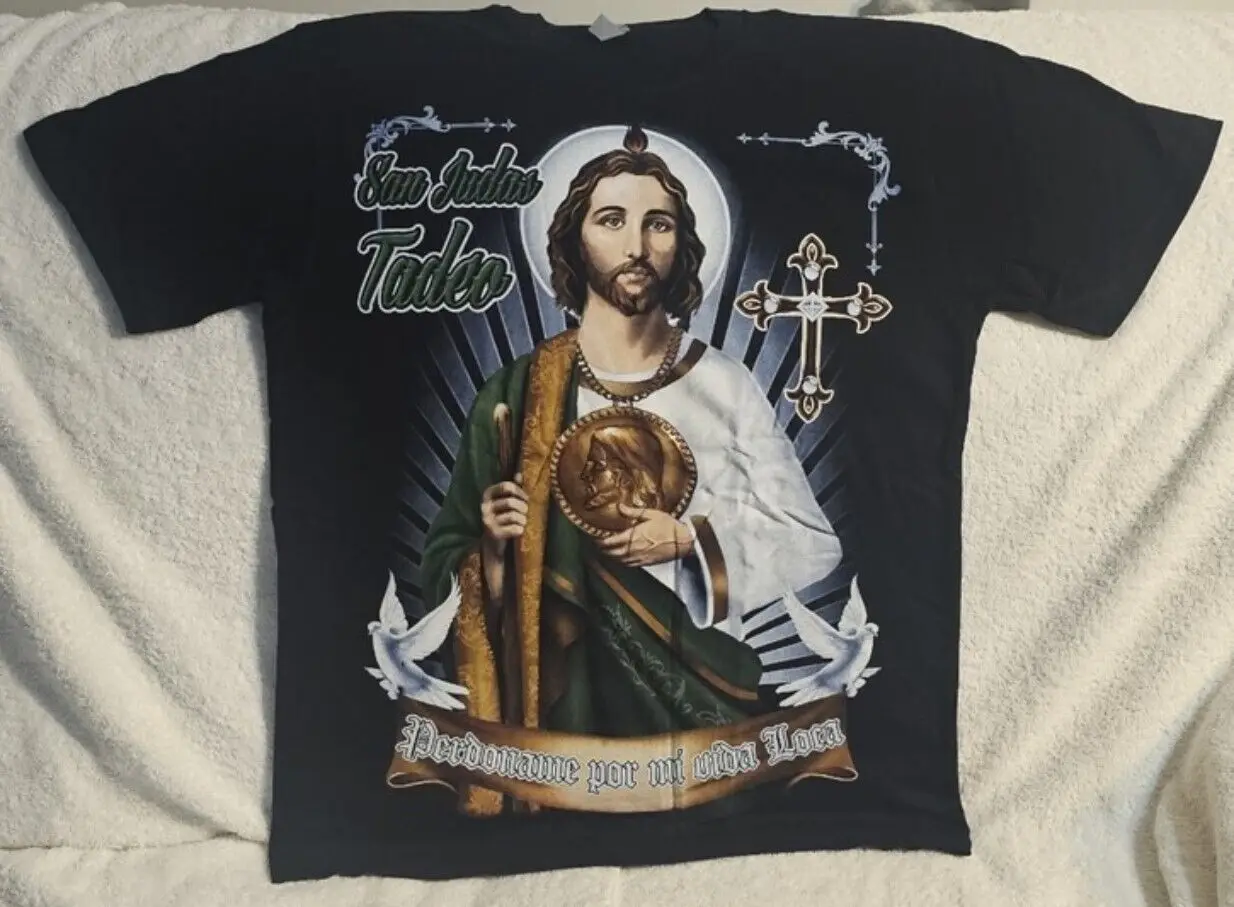 

SAN JUDAS TADEO SAINT CROSS DOVE BIRD PERDONAME POR MI VIDA LOCA T-SHIRT