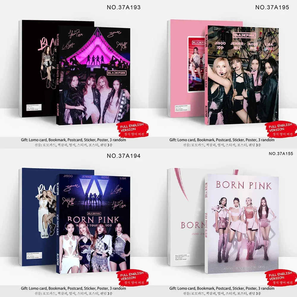 Kpop Black And Pink HD Album BORN PINK Photocards JISOO JENNIE LISA ROSE Collectible Photo Album Sets