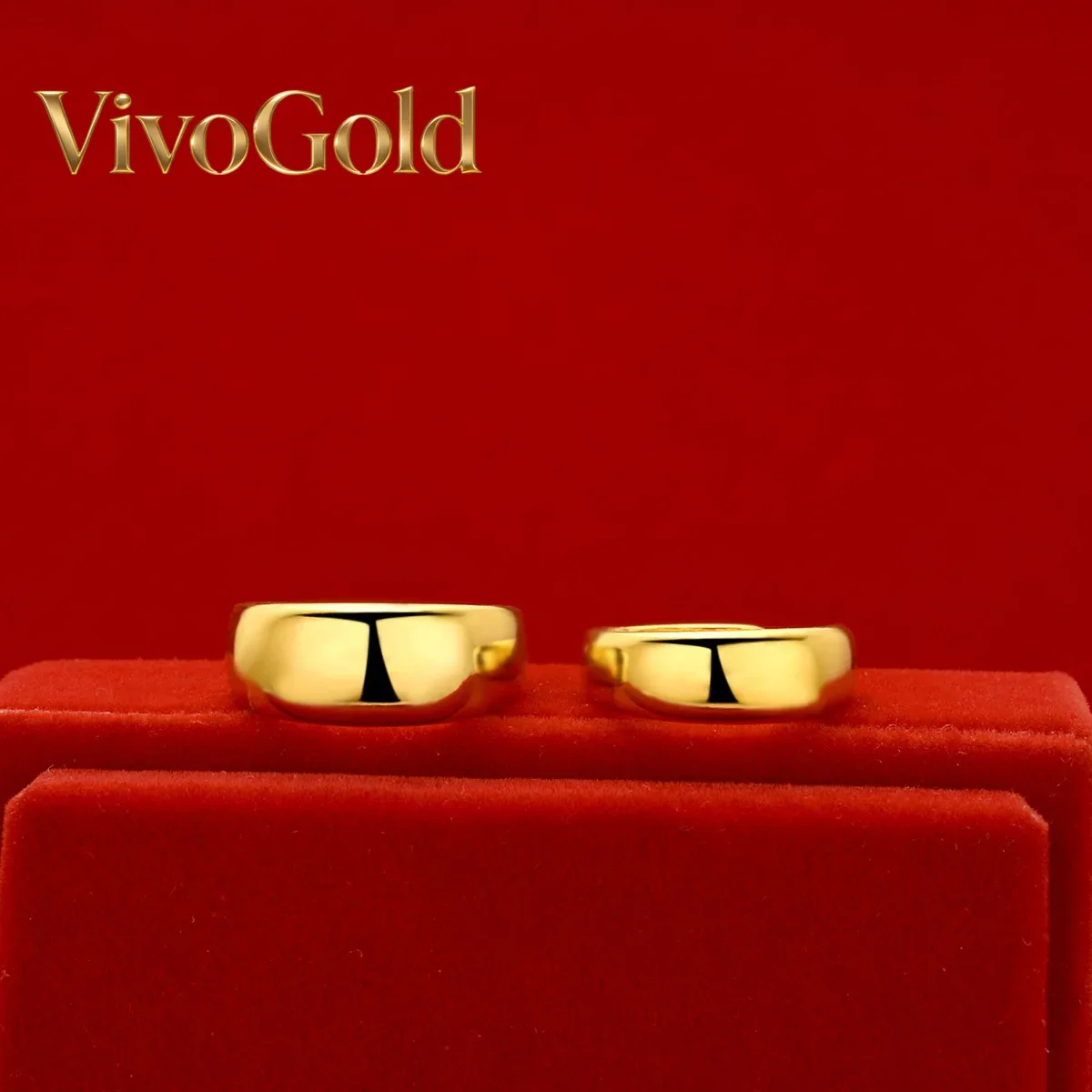 

Золотые кольца VivoGold Boutique Au999 для мужчин и женщин, полированные, глянцевые, парные, цельные, из чистого золота 24K, простые, с гравировкой.