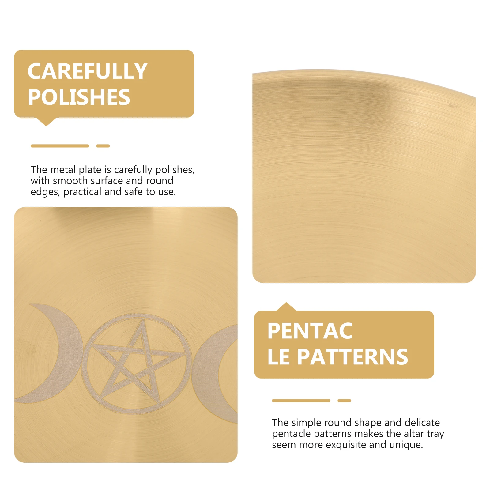 

Heavy Duty Copper Pentagram Plate Smooth Finish Round Tray for Altar Holder Ritual Ceremony Home Temple Decor