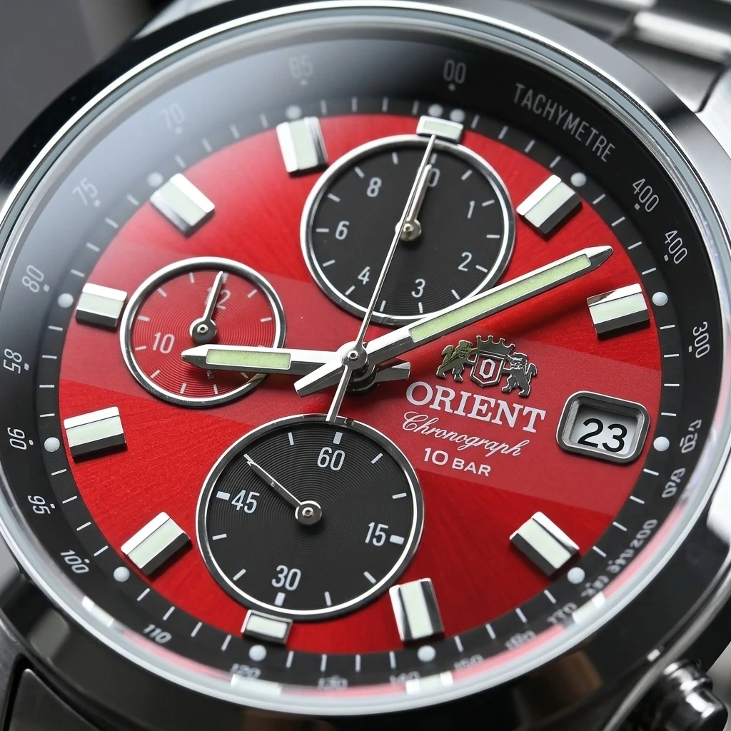 Japan Orient Quartz Chronograph Men Watch Tachymeter Date 100M Waterproof Stainless Steel Sports Wristwatch