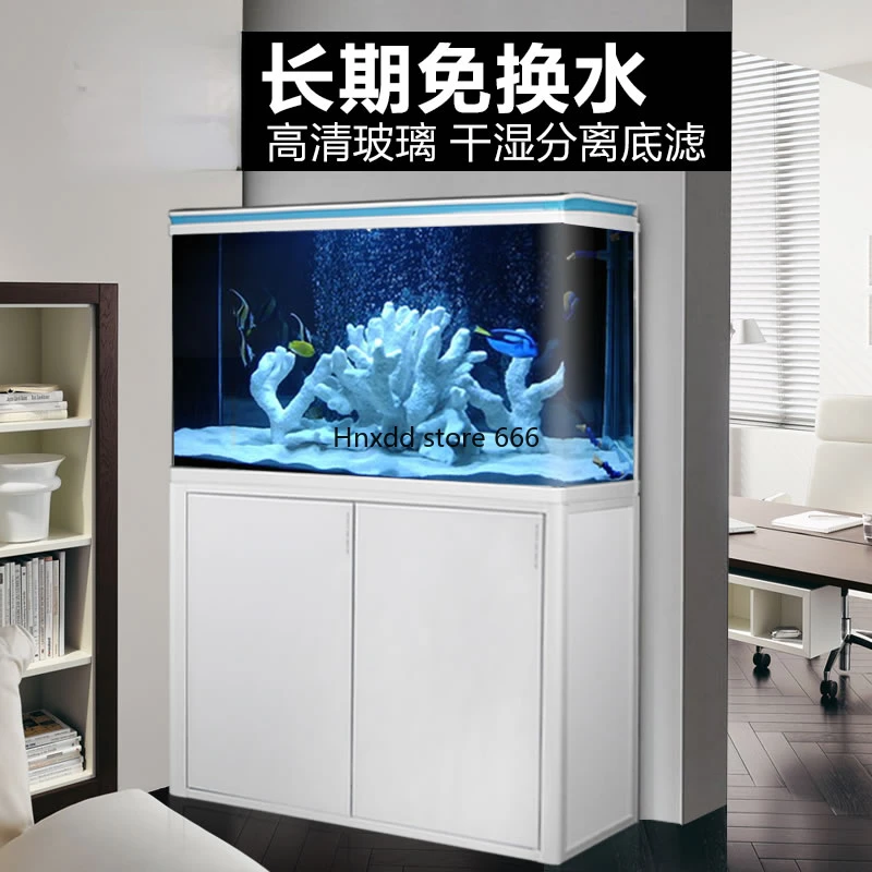 Medium-sized upper filter household hot-bending glass ecological goldfish tank