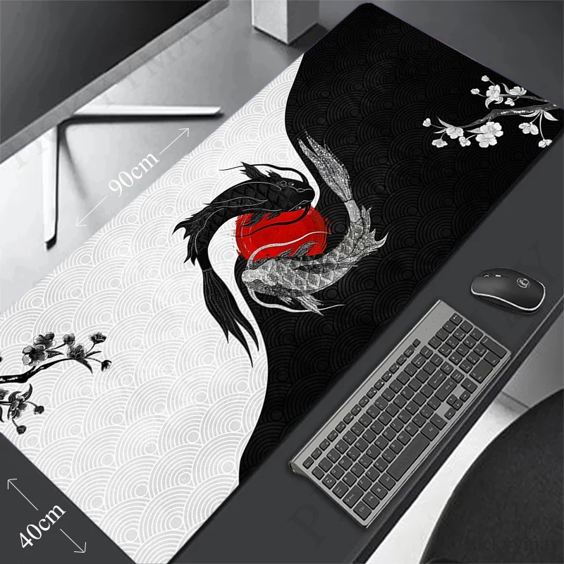 Fish 40x90cm XXL Lock Edge Mousepad Large Gaming Desk Mat Keyboard Mats Mouse Mat Beast Desk Pad For Gift Mouse Pad