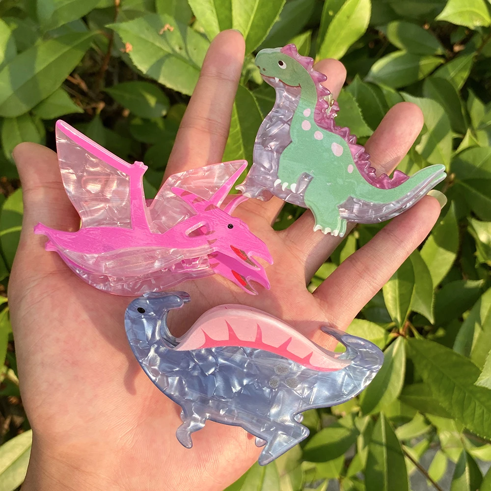 New Design Cartoon Dinosaurs Plastic Hair Clip Claw For Women Girls Fashion Funny Chameleon Ponytail Hairpin Hair Accessories