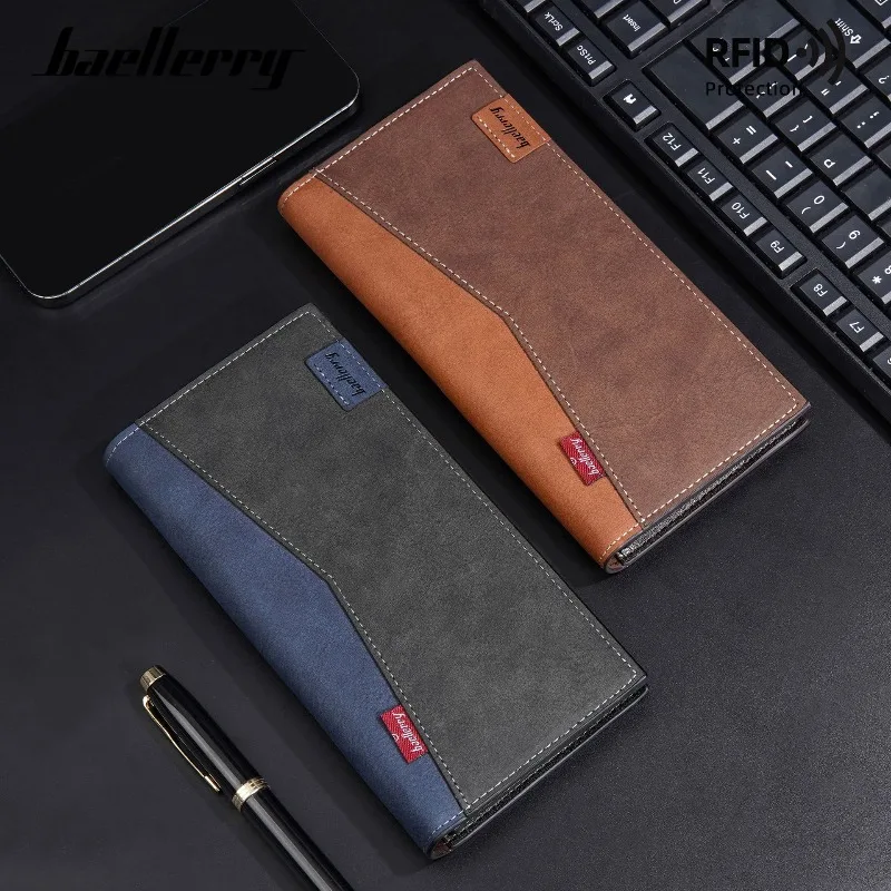 Baellerry Men's Wallet Vertical Multi Card Long Wallet Driver's License Change Bag Card Bag for Man Gift
