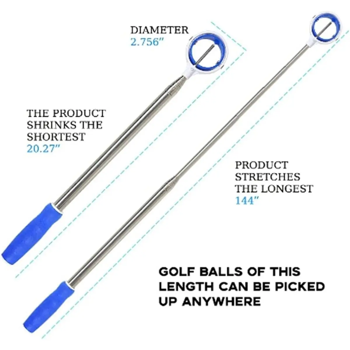 (AD12) Tools Telescopic Golf Ball Retriever Retracted Golf Pick Up Automatic Loc Scoop Pic Golf Ball Catcher