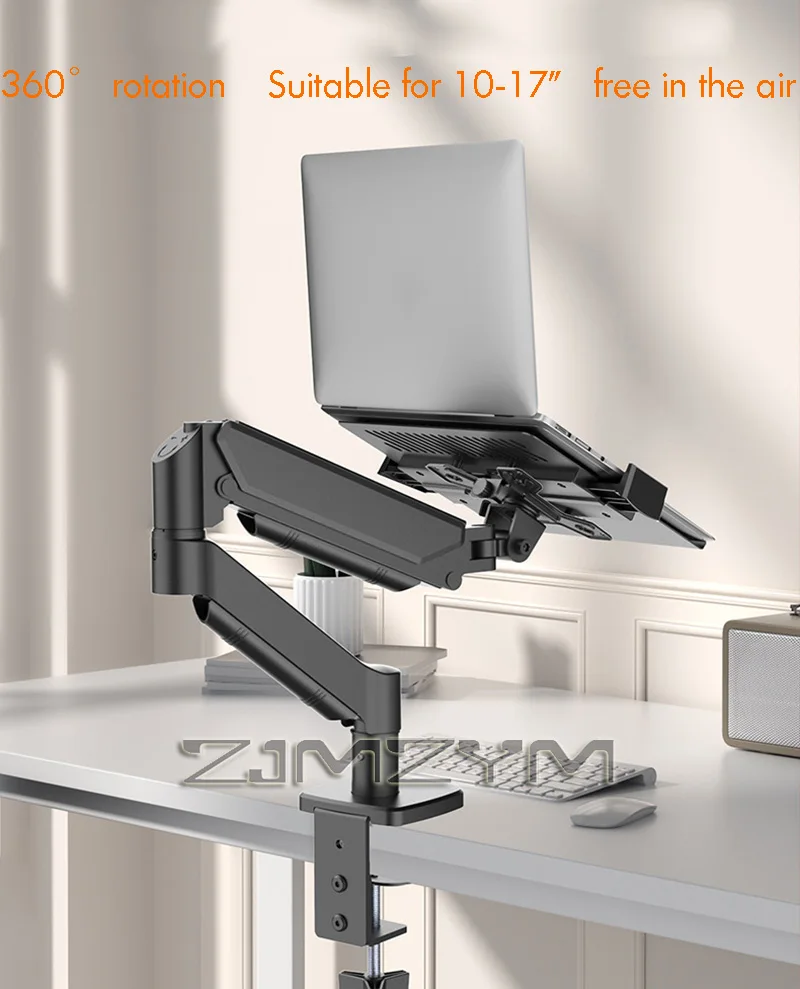 360 Rotate Pivot 10kg Gas Spring Arm 10'-17' Laptop Tray Desktop Stand Clamp 10-75mm Grommet Hole