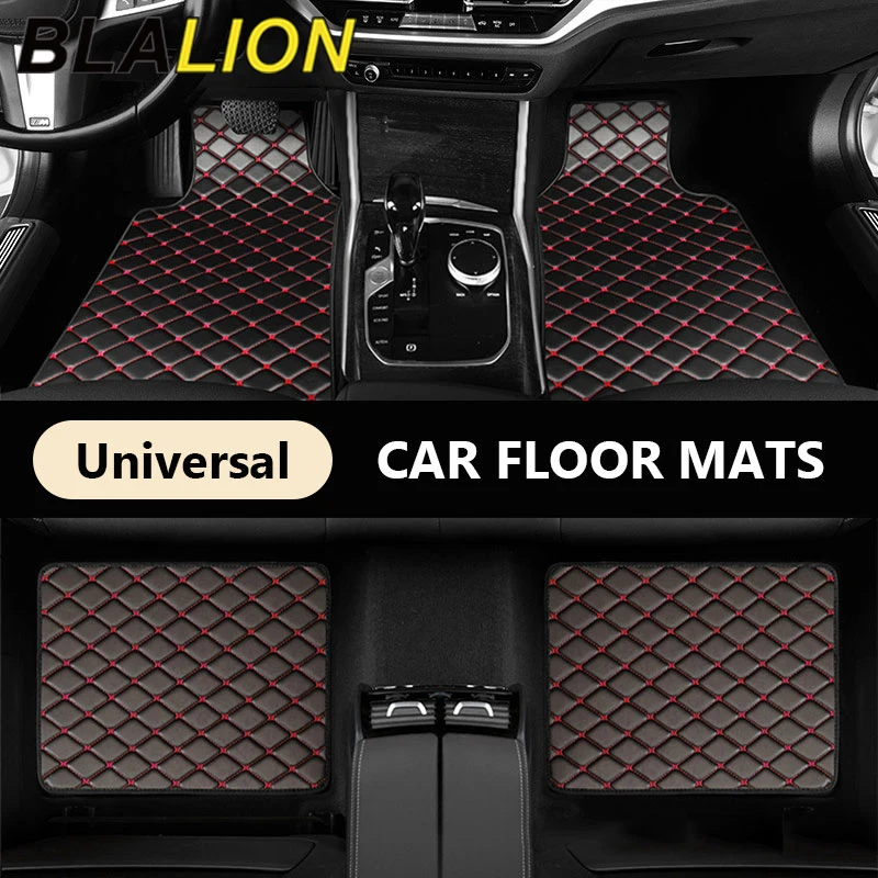 BLALION Car Floor Mats 4PCS Universal PU Waterproof Auto Foot Pad Protector Carpet Front and Rear Mats Set Interior Accessories