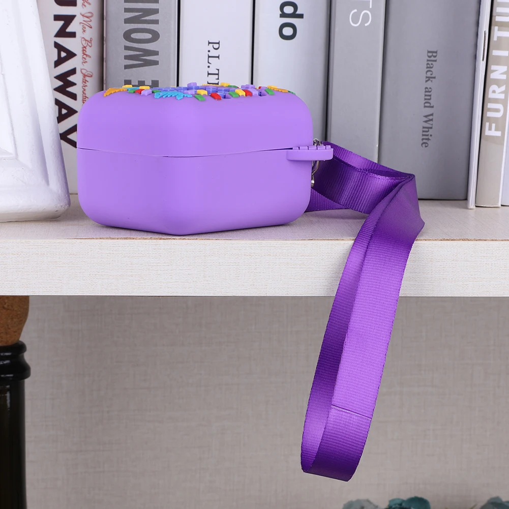 Silicone Protective Case with Lanyard Protective Storage Holder 3D Food Print for Interactive Digital Pet