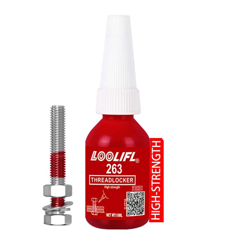 Red thread locking agent, high-strength suitable for nuts, bolts, fasteners, and metals, preventing loosening and corrosion