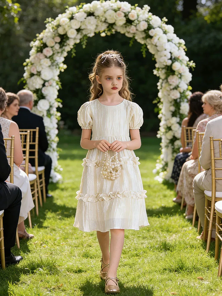 Girls Dress Summer Princess Party Gown For Big Kids Elegant Ruffle Tiered Dresses Teens Wedding Flower Birthday Clothing New2026