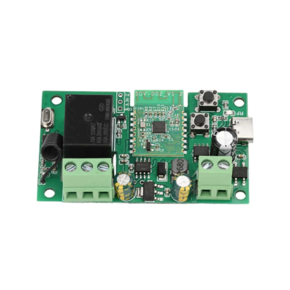 AC220V AC/DC7-32V/DC5V Single Channel WiFi 2.4G Bluetooth-compatible Relay Module Type-C Self-Locking Intelligent Relay Board