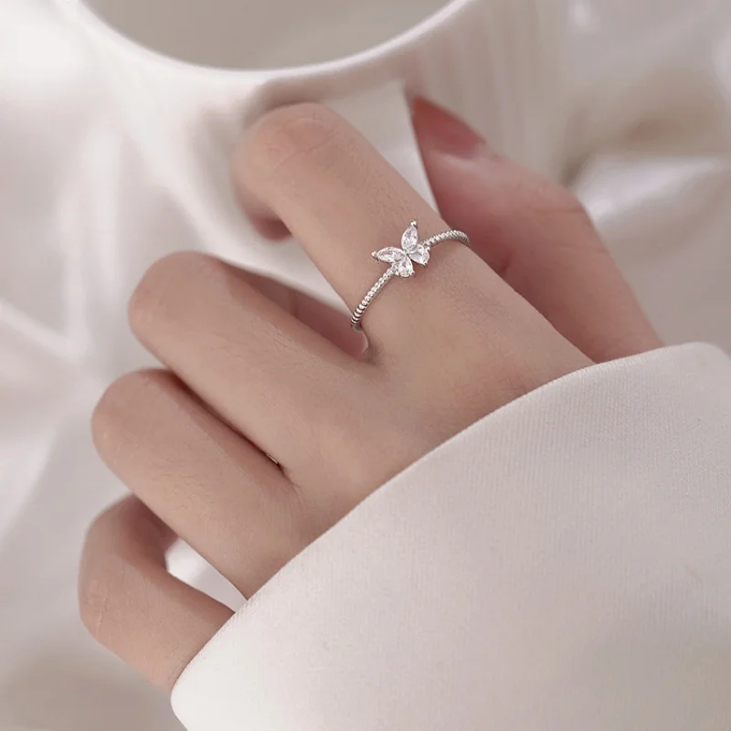 

1 piece of 925 sterling silver zircon butterfly ring, the perfect gift for girls