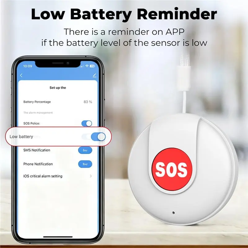 ABZZ-Tuya Smart Wifi SOS Button Emergency Wireless Security Alarm Panic Device For Elderly Kids For Safety Smart Life Remote