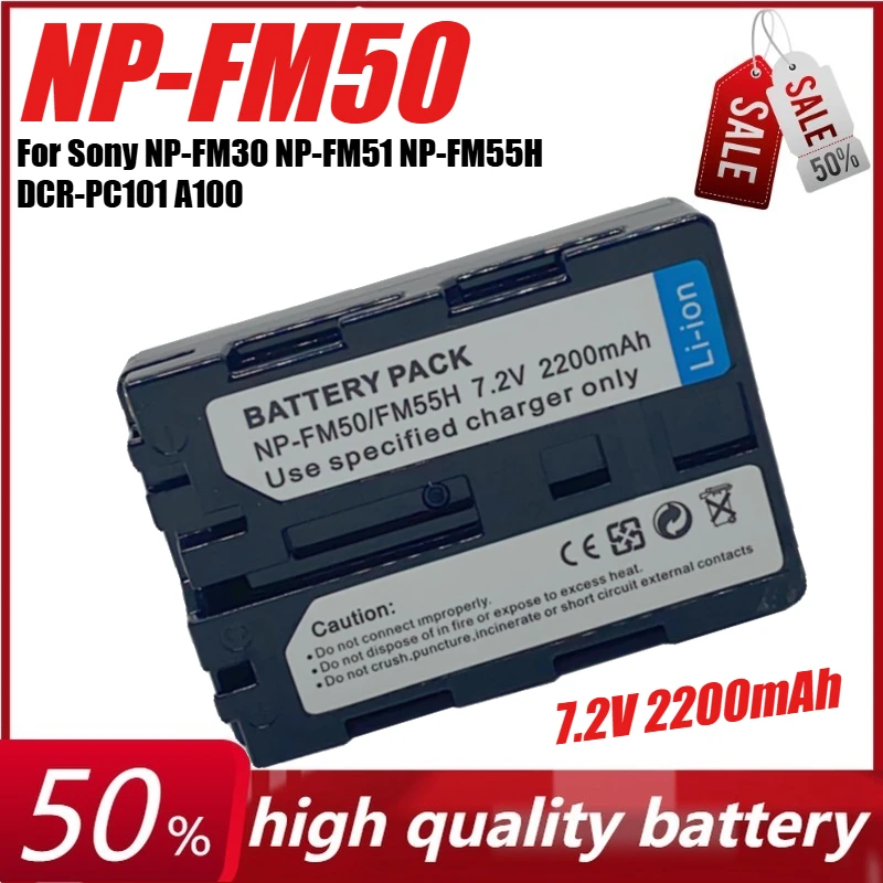 

7.2V 2200mAh NP-FM50 FM55H Camera Battery for Sony NP-FM30 NP-FM51 NP-FM55H DCR-PC101 A100 Series