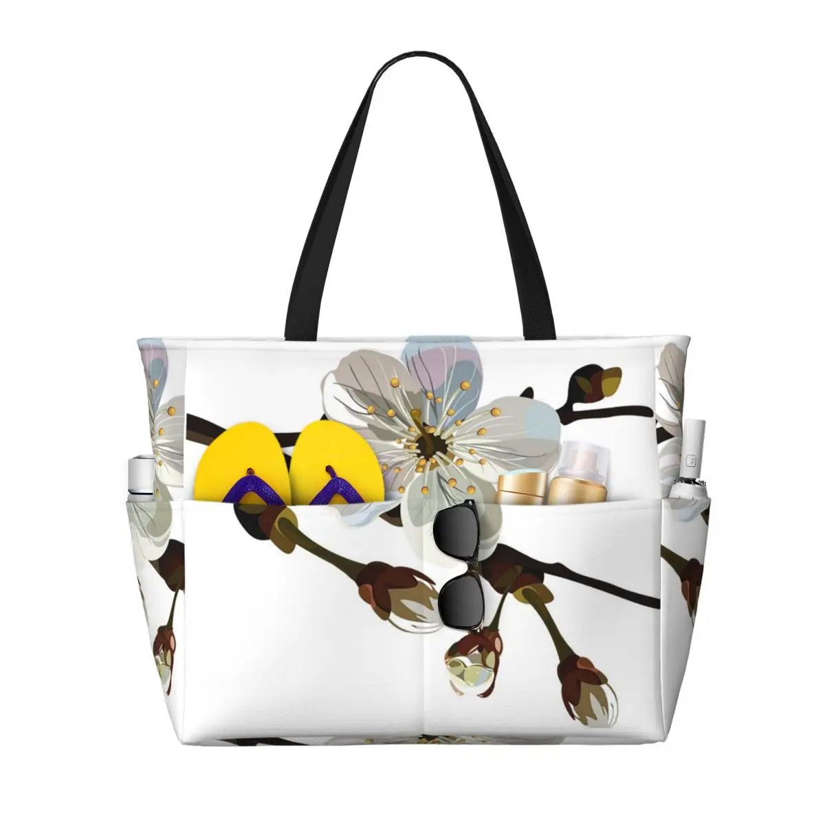 

Japanese Sakura Cherry Blossoms 3 Beach Tote Bag Sport Gym Yoga Duffle Large Tote Bag Women Travel Bag Fitness bag