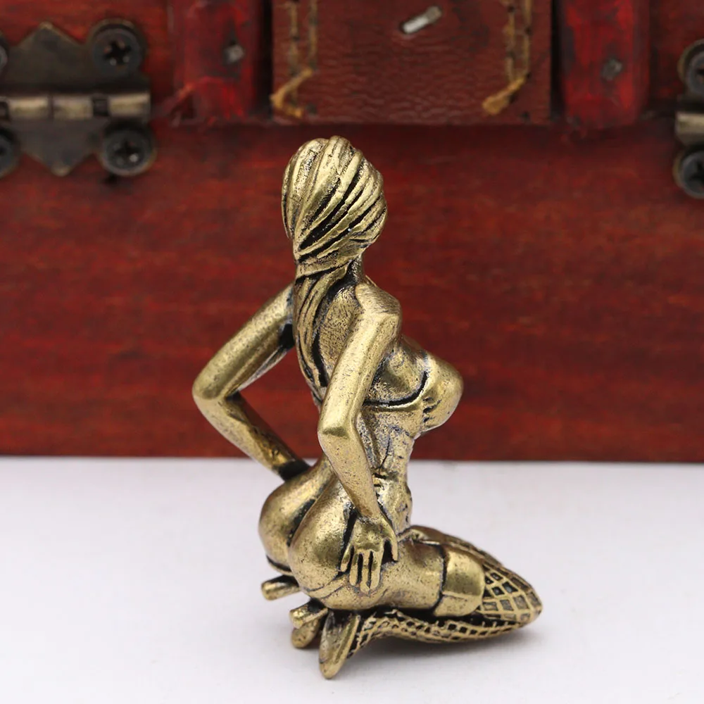 Solid Copper Beautiful Woman Ornament Sexy Bikini Beauty Figurine Girl Models Collectible Statue Gifts Home Decoration Crafts