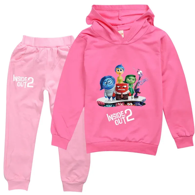 zz04zz12Детская одежда, комплект с капюшоном для мальчиков, детские спортивные костюмы с мультяшным принтом, толстовки для девочек, топы с длинными рукавами + брюки, 2 шт. Se