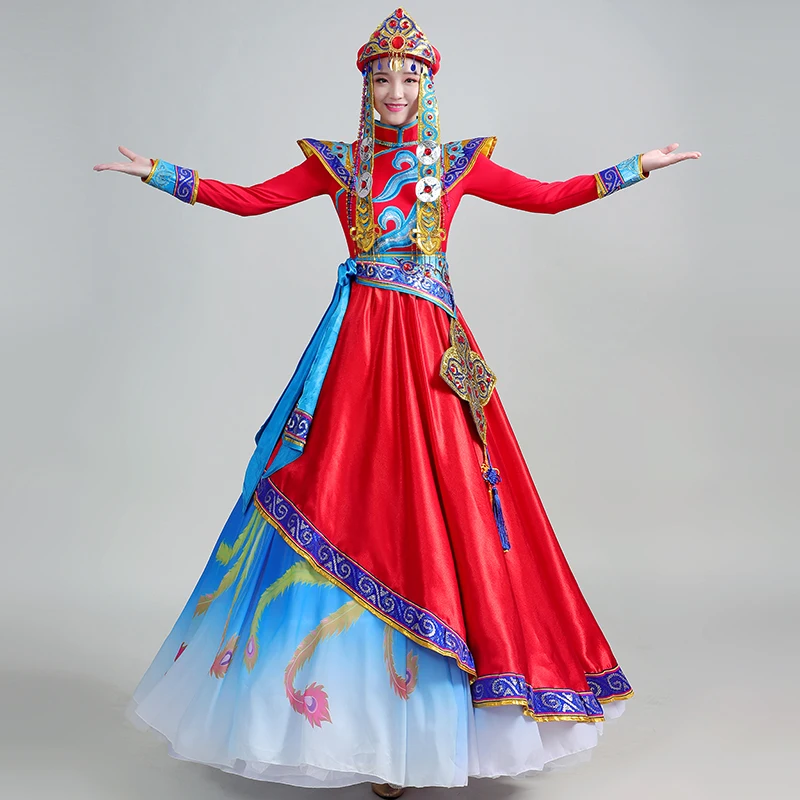 

New adult Mongolian dance performance costumes women's Mongolian formal performance costumes high-end ethnic opening dance